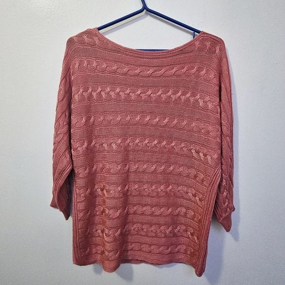 Ralph Lauren Sz M 3D Cable Knit Rouge  Cotton & Viscose Boat Neck Sweater Top - Picture 1 of 6